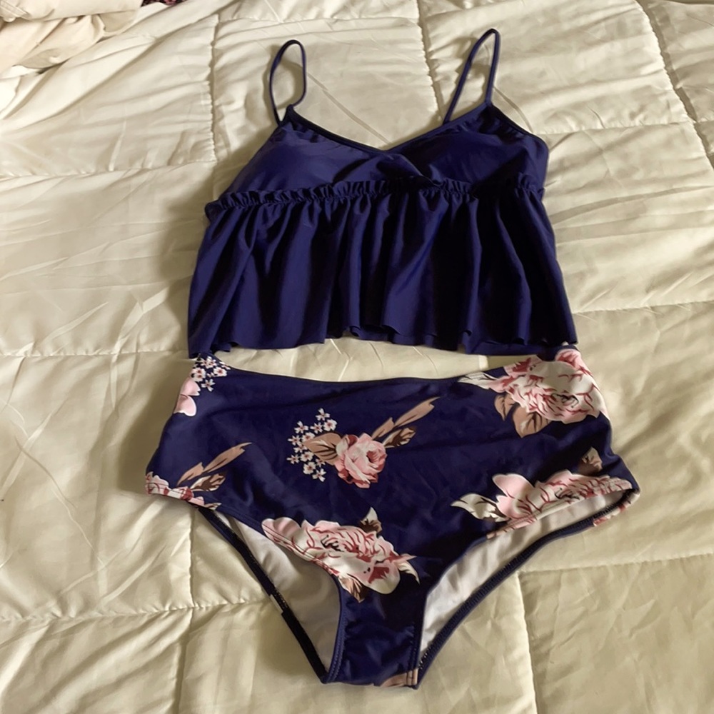 New floral women’s two piece bathing suit.